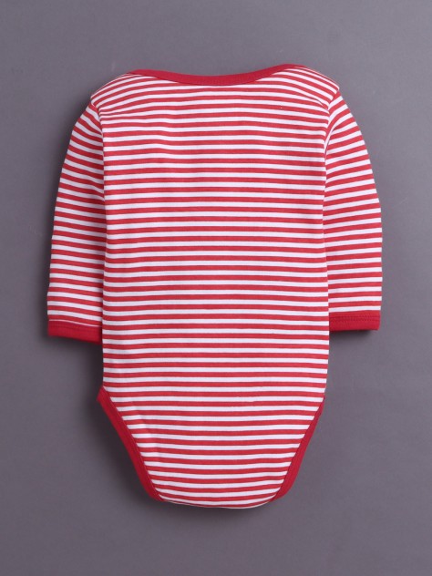 BUMZEE Red & White Baby Boys Full Sleeves Cotton Bodysuit Onesies Pack Of 3
