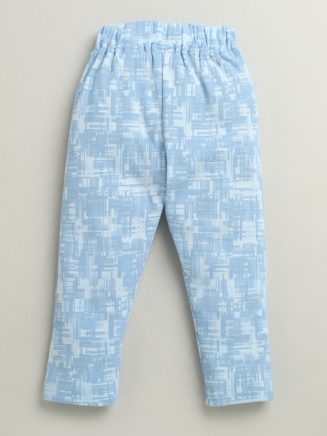 BUMZEE Sky Blue & White Boys Full Sleeves Cotton Formal Set With Attached Waistcoat