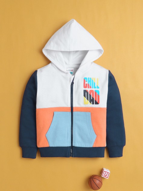 BUMZEE Multi Boys Full Sleeves Cotton Hooded Zipper Sweatshirt
