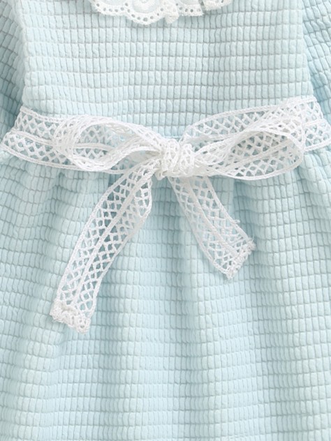 BUMZEE Sky Blue Girls Full Sleeves Cotton Frock Dress