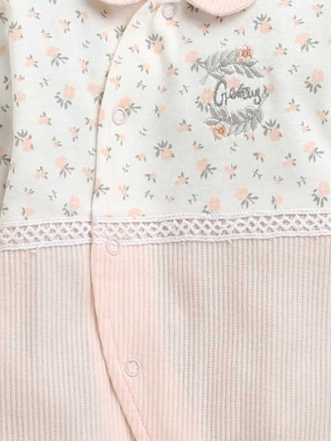 BUMZEE Peach Girls Full Sleeves Cotton Trendy Sleepsuit Romper