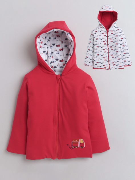 BUMZEE Red & White Baby Boys Full Sleeves Reversible Jacket