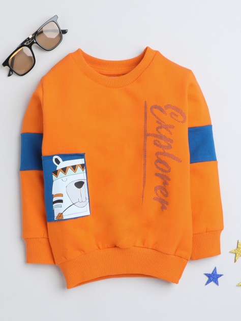 BUMZEE Orange Boys Full Sleeves Sweatshirt