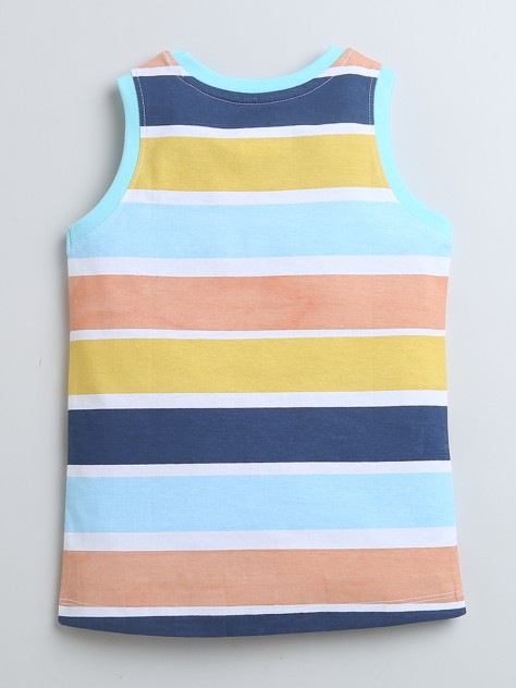 BUMZEE Blue Boys Sleeveless T-Shirt