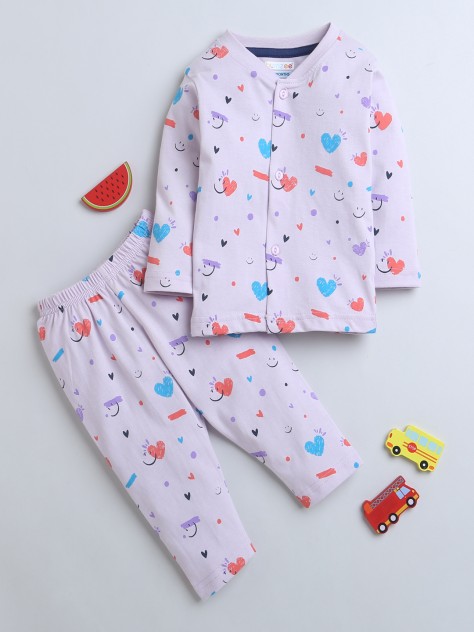 BUMZEE Lavender Baby Girls Full Sleeves Jabla & Pyjama Set