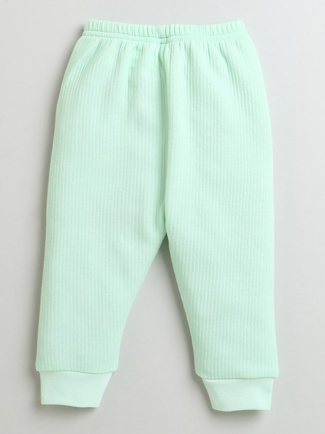 BUMZEE Mint Green Boys Full Sleeves Cotton Thermal Jabla & Jogger Set