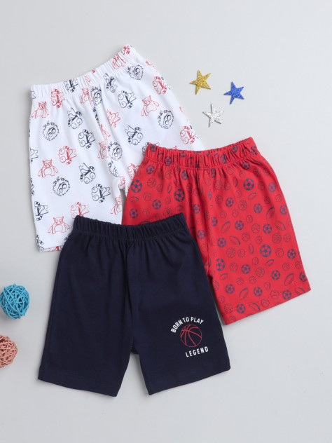 BUMZEE White & Navy Boys Shorts Pack Of 3