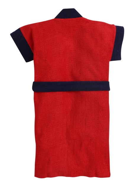 Bumzee Red & Navy Blue Terry Cotton Boys Bathrobe