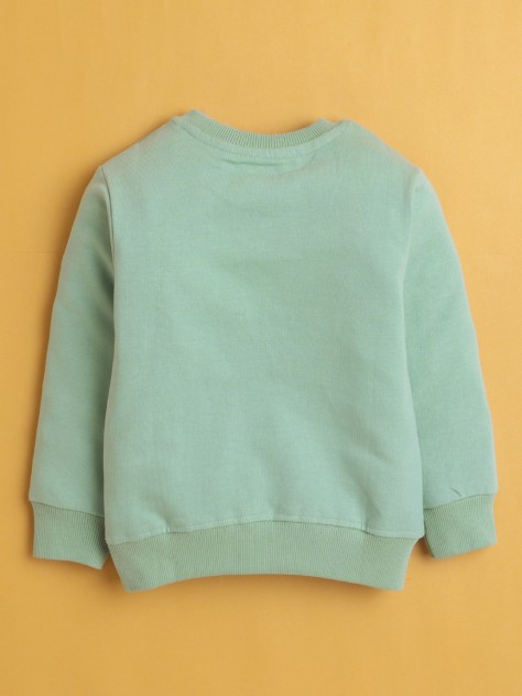 BUMZEE Green Boys Full Sleeves Cotton Sweatshirt