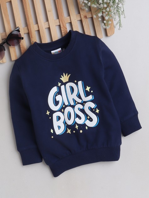 BUMZEE Navy Girls Full Sleeves Sweatshirt