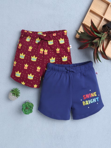 BUMZEE Indigo & Magenta Girls Shorts Pack Of 2
