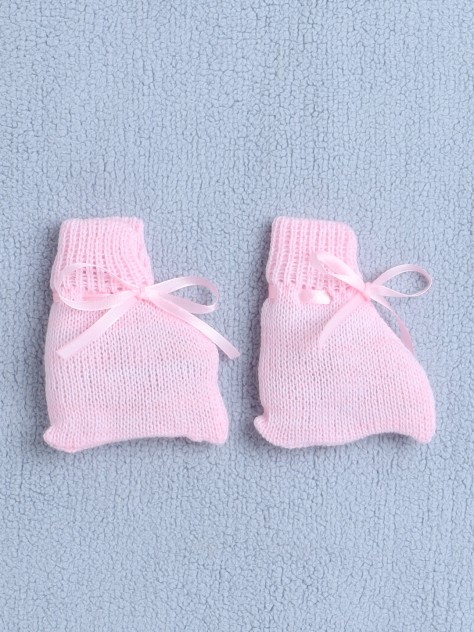 BUMZEE Pink Baby Girls Full Sleeves Acrylic Blend Sweater With Cap & Socks