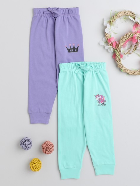 BUMZEE Mint Green & Lavender Full Length Girls Pyjamas Pack Of 2