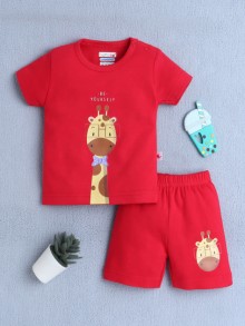 BUMZEE Red Baby Boys Half Sleeves T-Shirt & Short Set