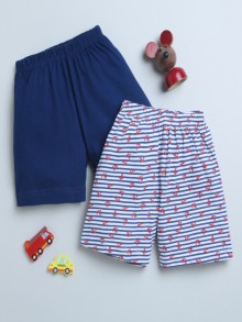 BUMZEE Navy & Multi Boys Shorts Pack Of 2