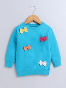 BUMZEE Morpho Blue Girls  Full Sleeves Cotton Sweatshirt