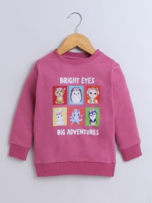 BUMZEE Mauve Girls  Full Sleeves Cotton Sweatshirt