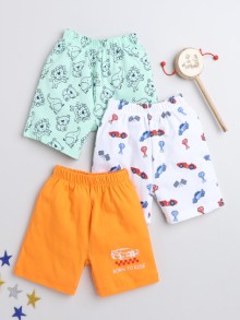 BUMZEE Green & Orange Boys Shorts Pack Of 3