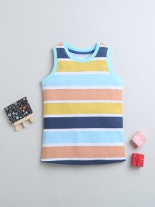 BUMZEE Blue Boys Sleeveless T-Shirt