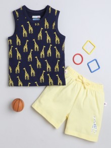 BUMZEE Navy & Yellow Boys Sleeveless T-Shirt & Short Set