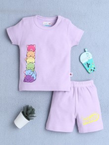 BUMZEE Lavender Baby Girls Half Sleeves T-Shirt & Short Set