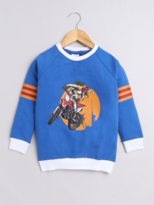 BUMZEE Royal Blue Boys Full Sleeves Cotton Sweatshirt