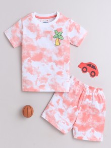 BUMZEE White & Orange Boys Half Sleeves T-Shirt & Short Set