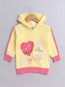 BUMZEE Yellow Girls  Full Sleeves Cotton Hooded Sweatshirt