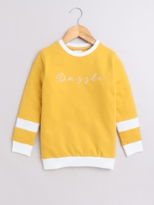 BUMZEE Mustard Girls Full Sleeves Cotton Sweatshirt