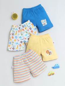 BUMZEE Blue & Yellow Boys Shorts Pack Of 4