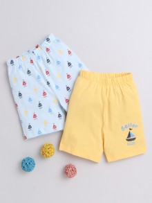 BUMZEE Sky Blue & Yellow Boys Shorts Pack Of 2