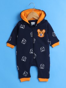 BUMZEE Navy Boys Full Sleeves Trendy Padded Hooded Sleepsuit