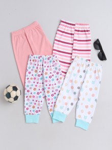 BUMZEE Pink & White Full Length Girls Pyjamas Pack Of 4