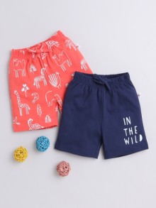 BUMZEE Navy & Coral Boys Shorts Pack Of 2