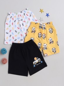 BUMZEE Yellow & Navy Boys Shorts Pack Of 3