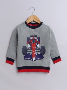 BUMZEE Grey Boys Full Sleeves Cotton Sweatshirt