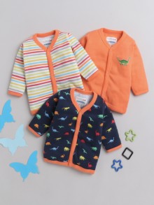 BUMZEE Navy & Orange Boys Full Sleeves Jablas Pack Of 3