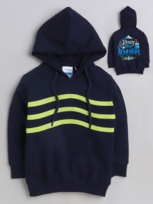 BUMZEE Navy Boys Full Sleeves Hooded Sweatshirt