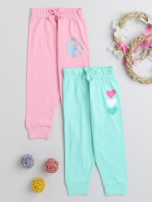 BUMZEE Mint Green & Peach Full Length Girls Pyjamas Pack Of 2