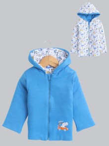 BUMZEE Royal Blue & White Baby Boys Full Sleeves Cotton Reversible Padded Jacket