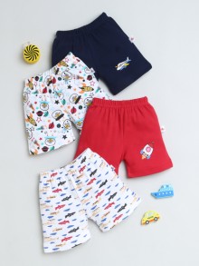 BUMZEE Navy & Red Boys Shorts Pack Of 4