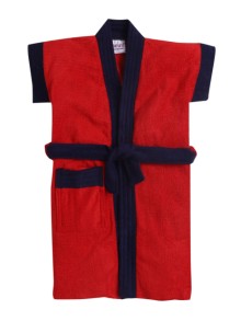 Bumzee Red & Navy Blue Terry Cotton Boys Bathrobe