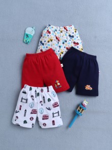 BUMZEE Red & Navy Boys Shorts Pack Of 4