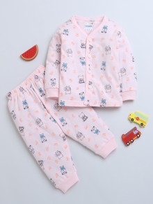 BUMZEE Pink Baby Girls Full Sleeves Jabla & Pyjama Set