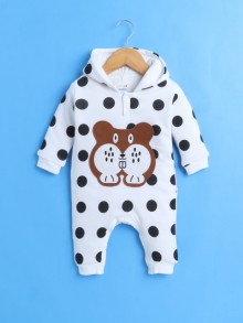 BUMZEE White Boys Full Sleeves Trendy Padded Hooded Sleepsuit