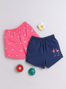 BUMZEE Navy & Pink Girls Shorts Pack Of 2