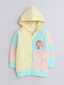 BUMZEE Multi Girls  Full Sleeves Cotton Hooded Zipper Sweatshirt