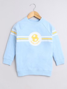 BUMZEE Sky Blue Boys Full Sleeves Cotton Sweatshirt