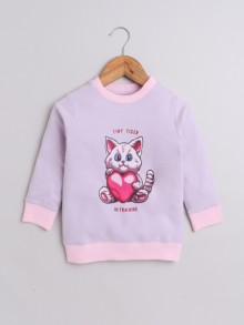 BUMZEE Lilac Girls  Full Sleeves Cotton Sweatshirt