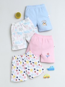 BUMZEE Sky Blue & Pink Girls Shorts Pack Of 4